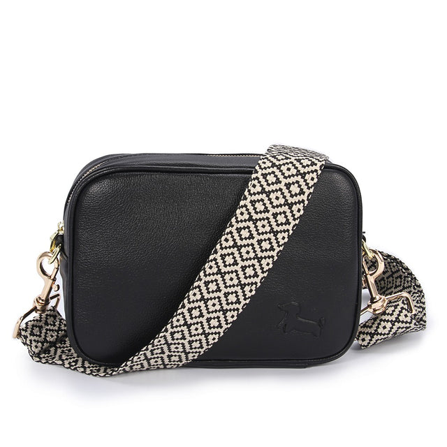 Douglas Black Crossbody Bag with Black Diamond Strap