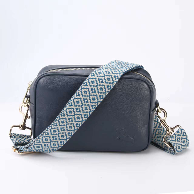 Pablo Blue Crossbody Bag with Blue Diamond Strap