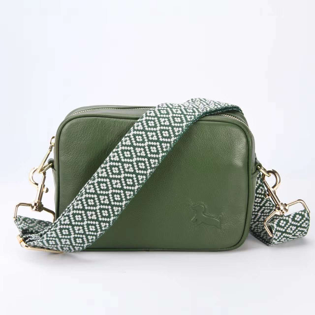 Murphy Green Crossbody Bag with Green Diamond Strap