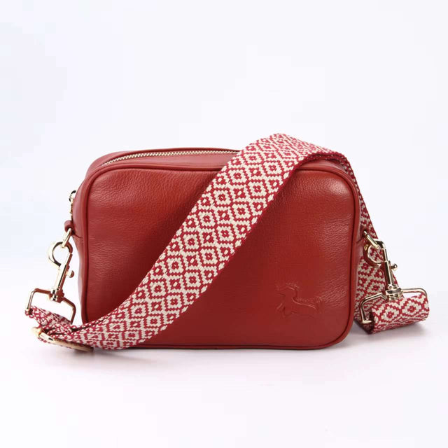 Frankie Red Crossbody Bag with Red Diamond Strap